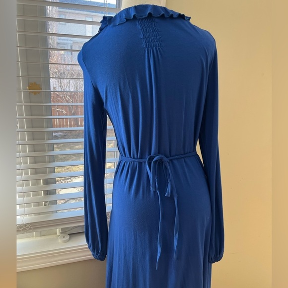 [10]VTG Together Blue Ruffled V-Neck Tiered Midi Dress - Picture 9 of 16